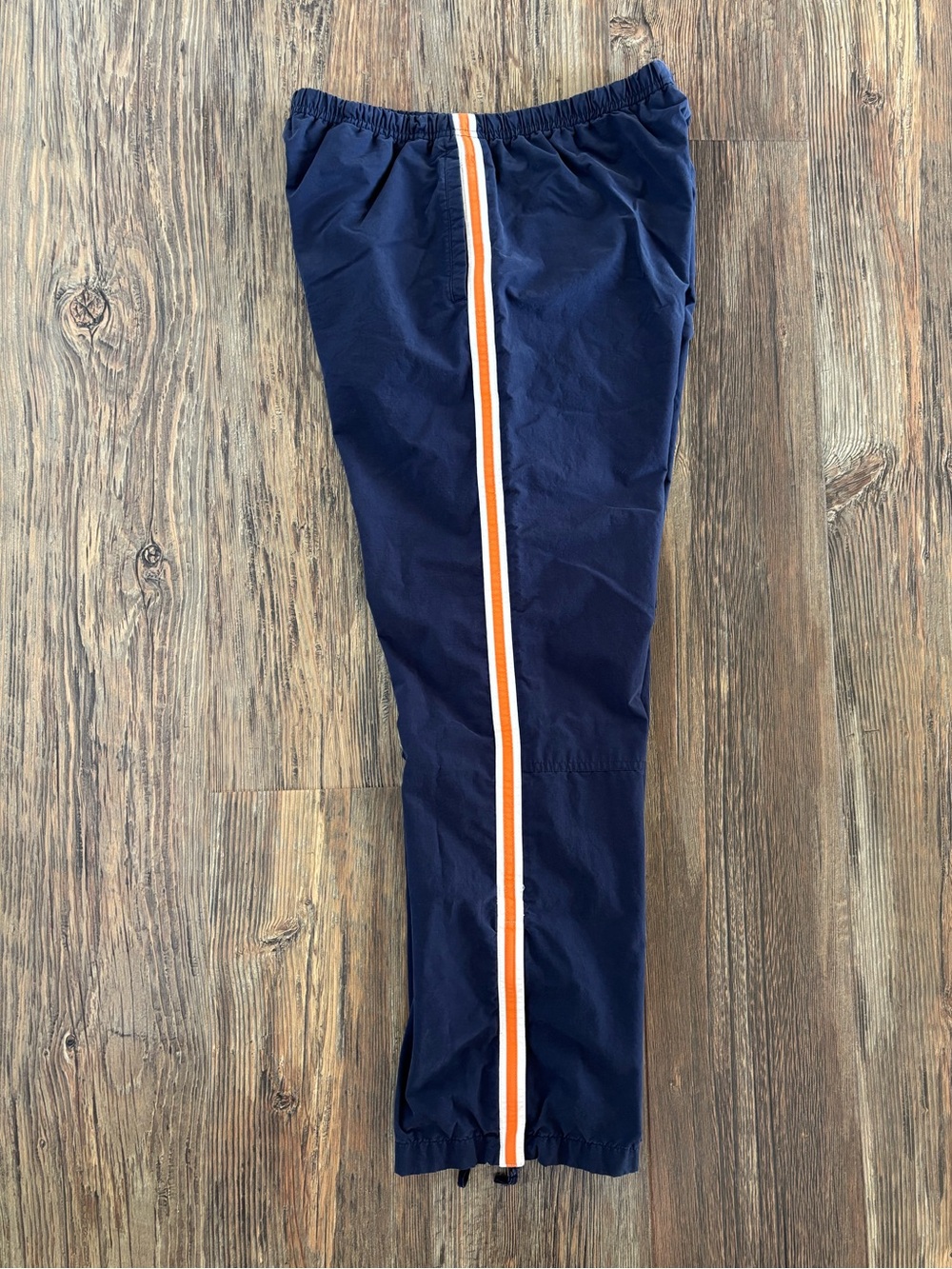 Y2K Old Navy Track Pants L Blue Orange White Side Stripe Ankle Zip Mesh Lined